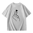 thumbnail image 5 of Graphic Teen Girl Shirts Cute Preppy Floral Print Cute Preppy Shirts Round Neck Short Sleeve Graphic Tee Comfort Fit Toddler Girl Clothes,A1-Grey,11 -12 Years, 5 of 6