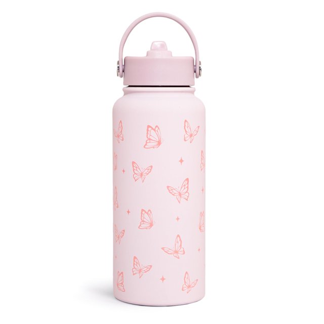 Botella de agua SANDJEST Butterfly con aislamiento de acero inoxidable 946 ml