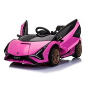 YYAO 12V Kids Electric Ride-on Toy with Remote Control, Battery Powered Sports Car, Pink