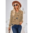 thumbnail image 3 of Women's Fashion Casual Printing Button V-neck Long Sleeve, 3 of 5