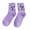 Purple, variant on oqasdz Women Personalized Trendy Cartoon Funny Expression Jacquard Single Needle Socks Neutral Breathable Cotton Mid Calf Socks