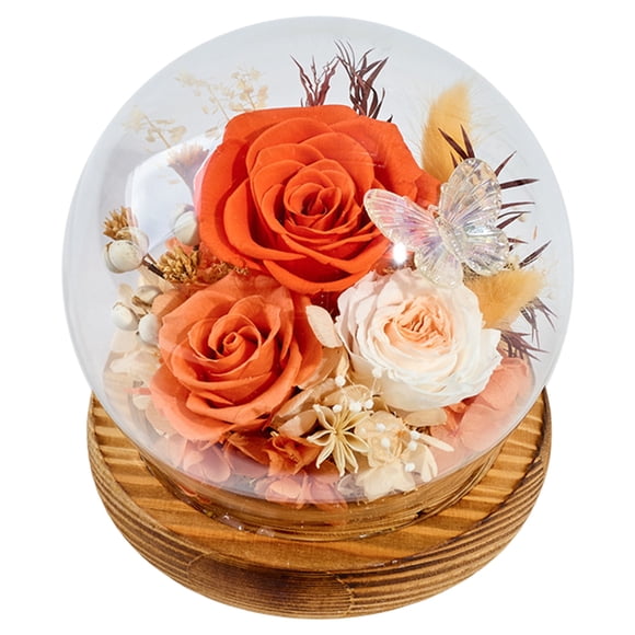 Preserved Rose Flowers in Glass Dome for Birthday Gifts, Christmas, Valentines, Anniversary, Wedding, Thanksgiving, Mothers Day