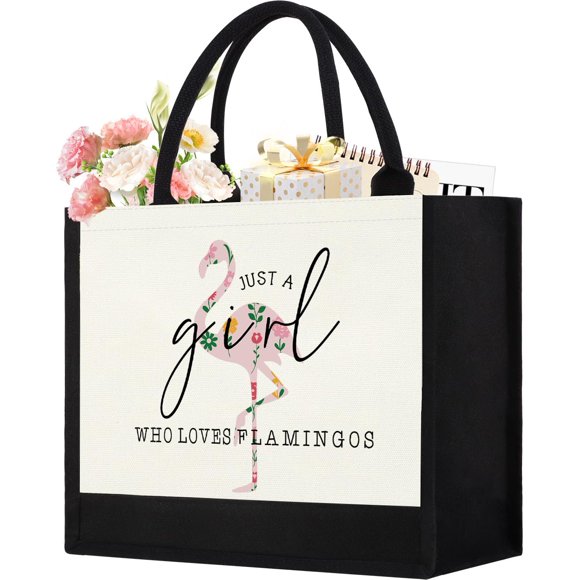 Bolsa de lona GevguxLuo con diseño de flamencos 33x13x28 cm