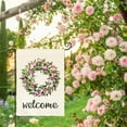 thumbnail image 2 of SPXUBZ Welcome Tulips and Lily Wreath Garden Flag Double Sided, Seasonal Spring Easter Mother's Day Yard Outdoor Flag 12x18 Inch, 2 of 7