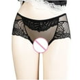 thumbnail image 2 of 50% Off Valentines Day Gifts! TMOYZQ Womens Floral Lace Crotchless Panties Cut Out See Through Breathable Mesh Thongs Underwear Low Waist Briefs Underpants Teddy Lingerie, 2 of 8