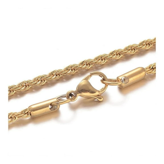 Stainless Steel Rope Chain Necklaces Lobster Gold 19.7 Inches 50Cm Z453