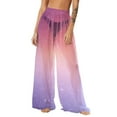 thumbnail image 2 of Neewe Women Sheer Flare Cover up Pants Swimsuit Beach Bikini Bottom Cover up Elastic Waist Wide Leg Palazzo Trousers, 2 of 7