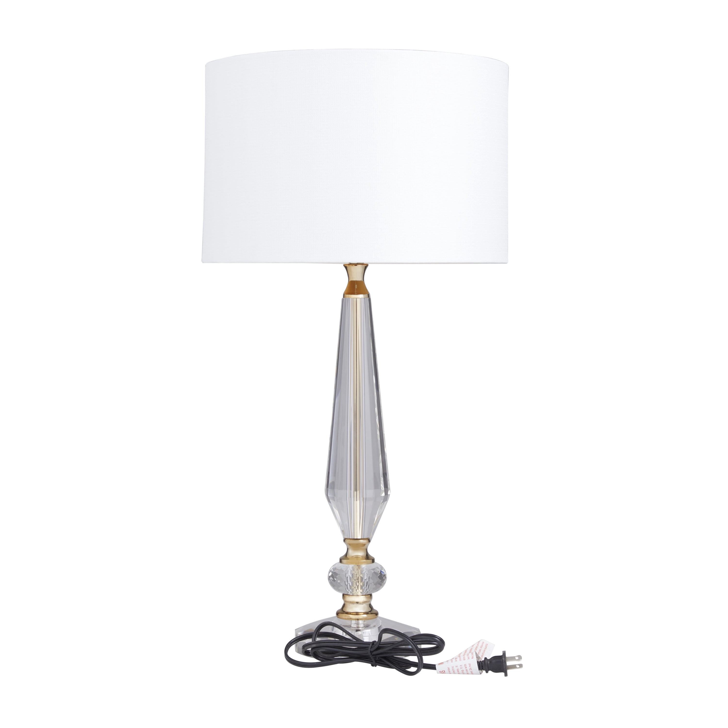 DecMode 27" Clear Buffet Lamp with Cream Linen Shade