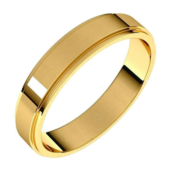 14k Yellow Gold 4mm Flat Edge Band Ring Size 14 Ring for Women and Men - 4.1 Grams