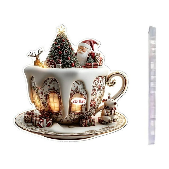Cameland Christmas Key Pendant Santa Claus Snowman Classic 2D Acrylic for Car Rearview Mirror Decoration