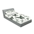 thumbnail image 2 of Ambesonne Animal Fitted Sheet & Pillow Sham Set, Modern Realistic Art, Twin, Black Grey and White, 2 of 2
