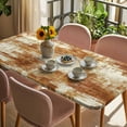 thumbnail image 3 of Brown Ombre Table Cloths for 4 Foot Rectangle Tables, Gradient Abstract Art Vintage Patio Waterproof Elastic Fitted Tablecloths, Washable Rectangular Table Cover for Camping, 3 of 8