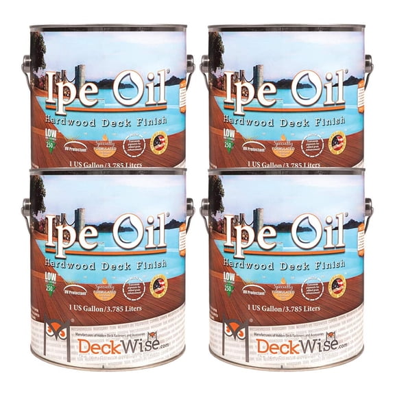 DeckWise Ipe Oil Hardwood Deck Semi-Transparent 250 VOC Natural Finish (Pack of 4, 1-Gallon Each)
