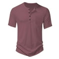thumbnail image 2 of Men T Shirts Casual Short Sleeve Solid Color Button Up Tee Outdoor Activities Spring Summer Comfortable Top, 2 of 2