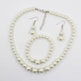 thumbnail image 7 of UNTERING Necklace Fashion Pearl Beaded Chain Drop Earrings Women Colorless Faux Pearl Necklace Bracelet Jewelry Set for Sisters, 7 of 7