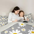thumbnail image 5 of jejeloiu Cartoon Cute Floral Bedding Comforter Set,Kawaii Daisy Blossom Twin Comforter Sets,Gray White Bedding Set For Girl,Ultra Soft Home Decor Reversible,2-Piece, 5 of 8