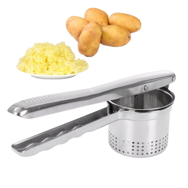 unbranded Prensa De Papas Y Exprimidor De Acero Inoxidable Plateado Con Mango Ergonómico Para Cocina