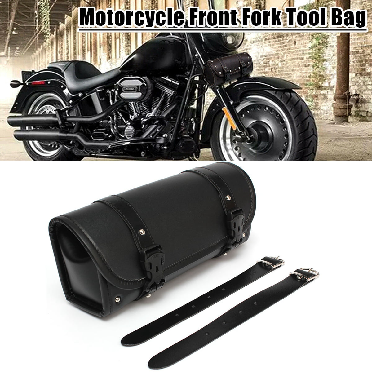 Tool Bag Motorcycle Leather Storage Bag Drum Style Storage Bag 
