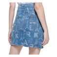 thumbnail image 2 of KARL LAGERFELD PARIS Womens Blue Denim Pocketed Two-way Zipper Mini A-Line Skirt 16, 2 of 4