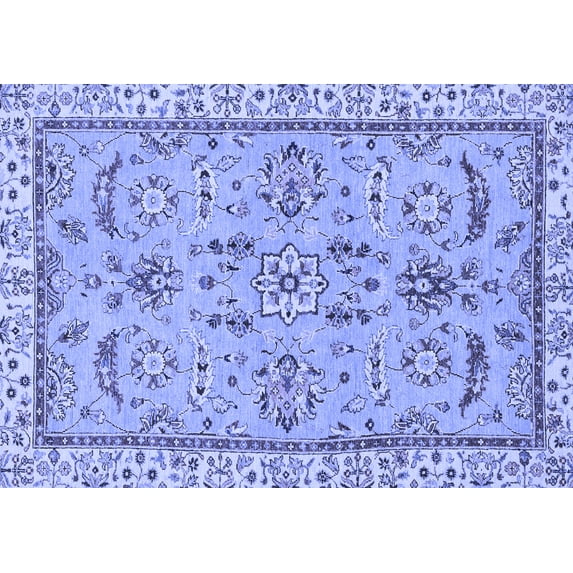 Ahgly Company Machine Washable Indoor Rectangle Oriental Blue Traditional Area Rugs, 2' x 3'