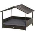 thumbnail image 4 of PRZL Elevated Wicker Dog House, Raised Rattan Pet Bed Cabana w/ Cushion,Canopy,Outdoor ,Grey, 4 of 12