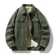 thumbnail image 4 of ZCFZJW Men's Corduroy Jacket Fleece Sherpa Lined Winter Coat Warm Trucker Work Casual Long Sleeve Cargo Jackets with Multi-Pockets Green M, 4 of 5