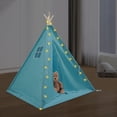 thumbnail image 4 of Wildnix 4-Person Kids Teepee Tent with Star Light, Soft Mat, Window Design, Adjustable Height, Ideal for Indoor Play and Creativity, 4 of 6