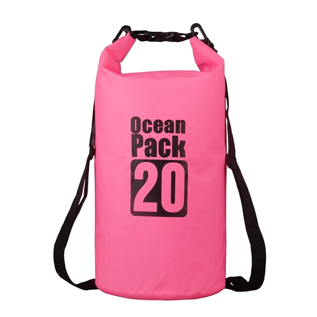 Sac Étanche Étanche en PVC Robuste de 20 L Rose 500D en Bâche pour Kayak / Bateau / Canot / Pêche / Rafting / Natation / Camping / Planche à Neige