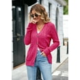 thumbnail image 4 of Women's Long Sleeve Cable Knit Sweater Open Front Cardigan Button Loose Outerwear, 4 of 5