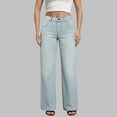 thumbnail image 2 of vigerkar Wide Leg Jeans for Women Mid Waisted Straight Leg Denim Pants Loose Jeans Trouser with Pockets Y2k Streetwear Pant Light Blue, 4XL, 2 of 9