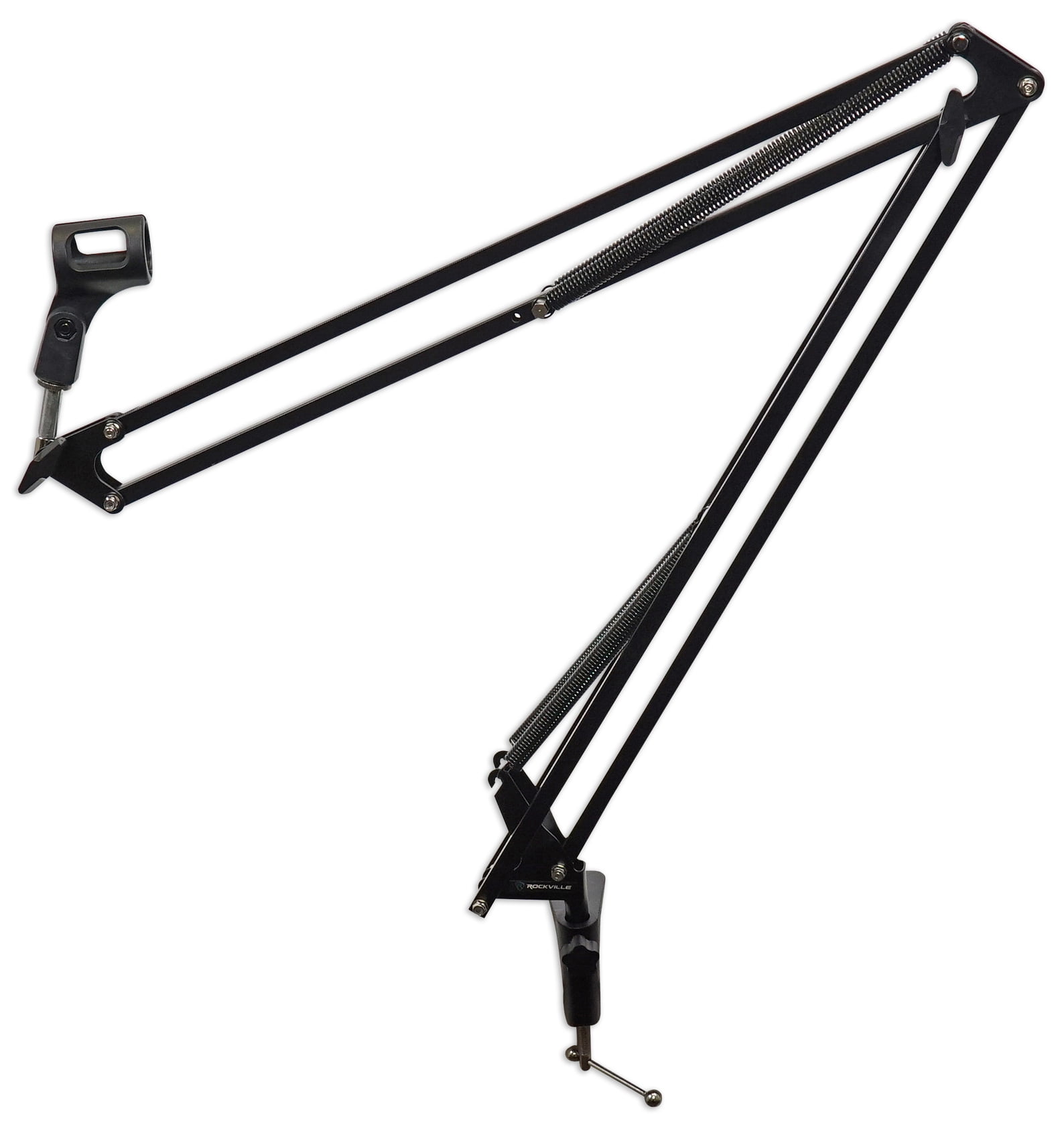 Rockville DMS40 40-Inch Studio Microphone Boom Arm Stand, Aluminum Desk Clamp, 360 degree Rotation, Steel Frame, ABS Mic Clip, for Podcasting and Streaming