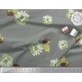 thumbnail image 3 of Soimoi Brown Georgette Viscose Fabric Watercolor Flower & Check Print Sewing Fabric Yard 42 Inch Wide, 3 of 3