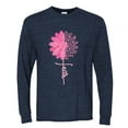 thumbnail image 2 of Wild Bobby, Faith Pink Ribbon Sunflower, Breast Cancer Awareness, Men Long Sleeve Shirt, Vintage Heather Navy, Medium, 2 of 5