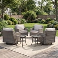 thumbnail image 2 of Opohoro 6 piece Outdoor Conversation Set with 2 Glass Top Side Tables, High Back Wicker Swivel Patio Chairs of 4 for Porch, Deck, Balcony, 2 of 11