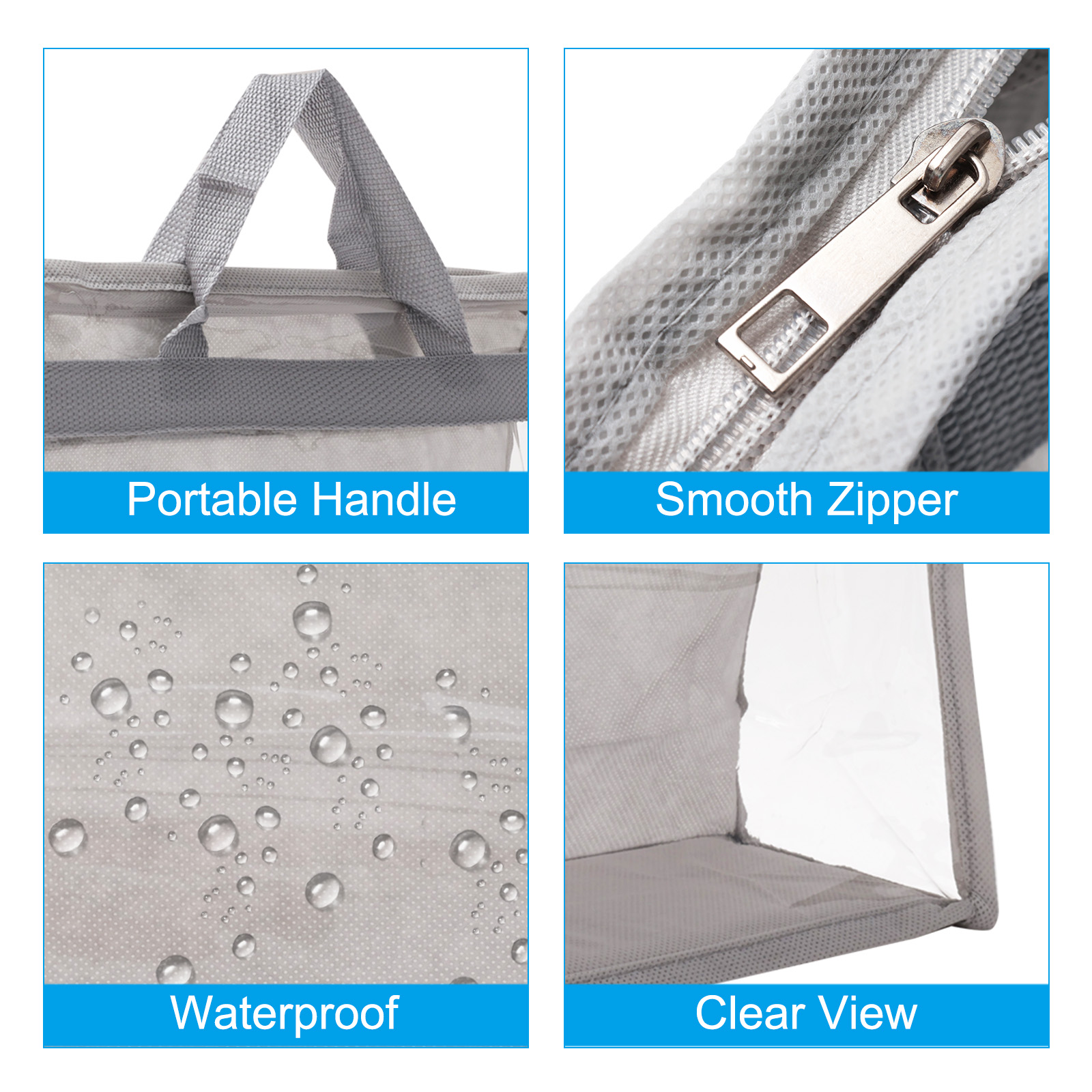Unique Bargains Handbag Dust Bags Clear Purse Storage Organizer Dustproof Cover 17.72"x8.27"x14.17" Light Gray