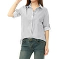 thumbnail image 1 of INSPIRE CHIC Chemise à Col à Revers pour Femme, Boutonnée, Manches Longues Retroussables, 1 of 5