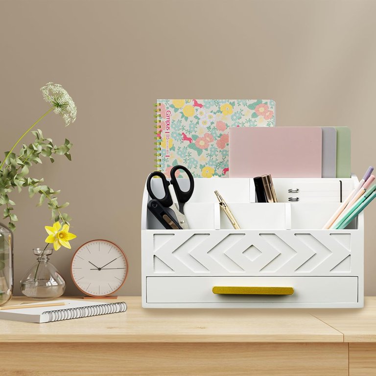 DINGTAI Mail Organizer Countertops, Desk Organizer Bills Organizer, Mail Sorters Organizers, Pencil Holder Magazine File Holder, Desk Organizer And Accessories(Seagrass