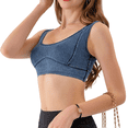 thumbnail image 2 of Débardeur en Jean Coupe Ajustée Court pour Femmes, Col Rond Extensible, Soutien-Gorge de Sport, Bleu Moyen S, 2 of 9