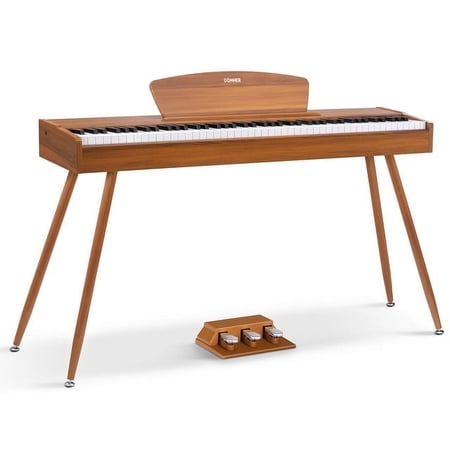 Donner DDP-80 Classic Digital Piano 88 Key Weighted Keyboard for Beginners, with Sheet Music Stand, 3 Pedals, Power Adapter, Supports USB MIDI, Retro Wood Color, Melodics Lessons