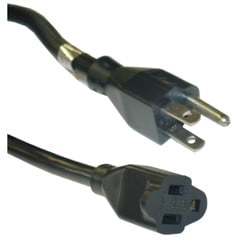 Extension Cord 3 Conductor - Power Extension Cord, Black, SJT, 14 AWG, 3 Conductor, 15 Amp, 6 foot