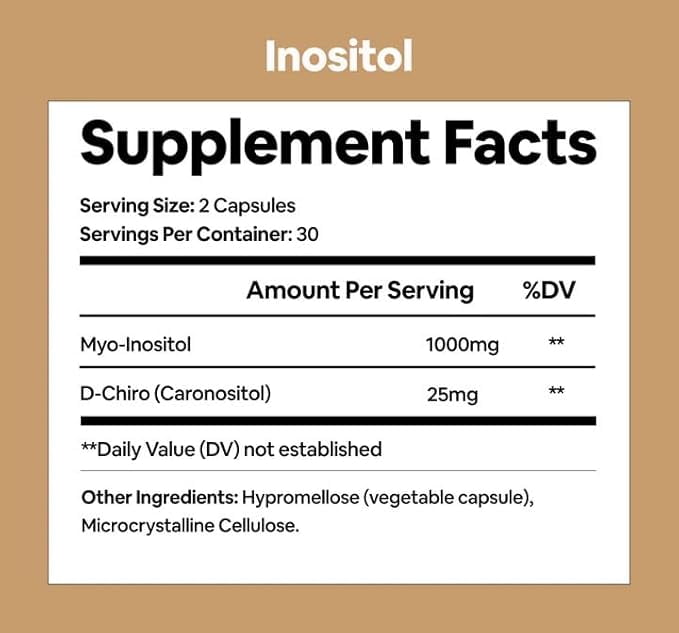 Black Girl Vitamins Inositol Supplement, 2000mg Myo + 50mg D-Chiro, Vegan Capsules to Support Hormone Balance, Healthy Ovarian & Menstrual Wellness, 60 Count