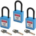 thumbnail image 1 of Wekity 3PCS Lockout Tagout Locks Safety Padlock Loto Locks Keyed Alike PA Lock Out Tag Out Steel Shackle Small Luggage Padlocks Blue-0621, 1 of 5