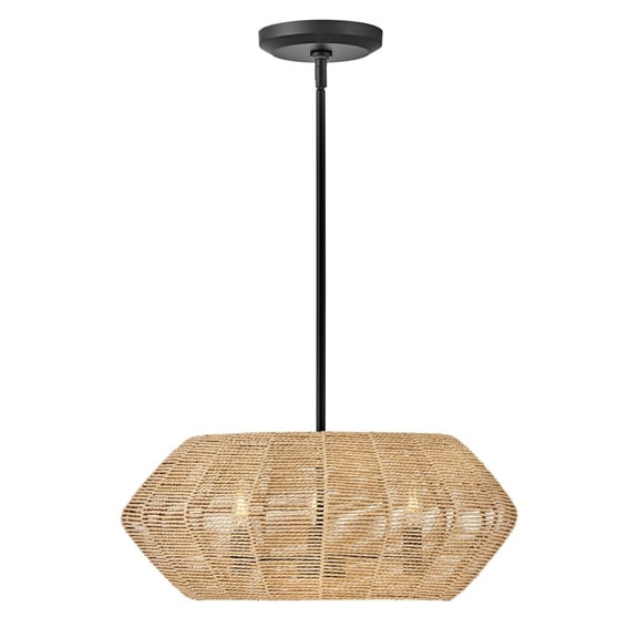 40383BLK-CML-Hinkley Lighting-Luca - 3 Light Small Convertible Drum Chandelier In Transitional and Coastal and Bohemian Style-8.5 Inches Tall and