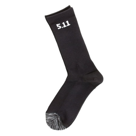 5.11 Tactical Men's 3-Pack 6" Performance Socks, Heel Padding, Moisture Wicking, Black, Style 50078