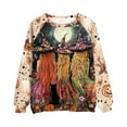 thumbnail image 3 of Craaazy Halloween Sweatshirts For Women Loose Long Sleeve Round Neck Shirts Women's Halloween Printed Pullover Tops Fall Crew Neck Sweatshirt Gifts For Women, 3 of 5