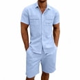 thumbnail image 2 of Mrmaere Men's Suit Set With Pockets Solid Pattern For Daily Wear And Casual Activities Ideal For Outdoor Sports And Weekend Light Blue M, 2 of 9