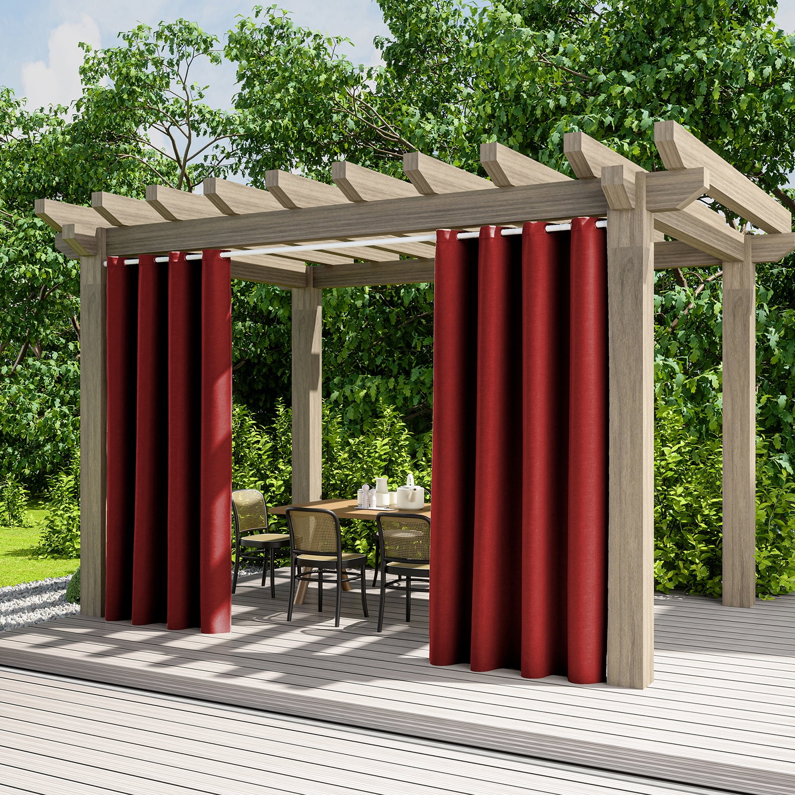 BTTO Outdoor Curtains for Patio Waterproof, Insulated Heat Light Blocking Drapes, Fade Resistant Thick Curtain for Balcony Lawn Garden, 1 Panel