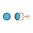 thumbnail image 2 of Rose Solid Solid Gold Solitaire Stud Everyday Dainty Earrings - 2 Ct Brilliant Round Cut Studs Turquoise 14K, Everyday Dainty Earrings Screw Back, 2 of 7