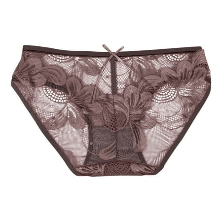 

Zuwimk Panties For Women Cotton Thongs for Women V-waist Lace Womenâs Underwear Breathable No Show T-back Tanga Panties Coffee One Size