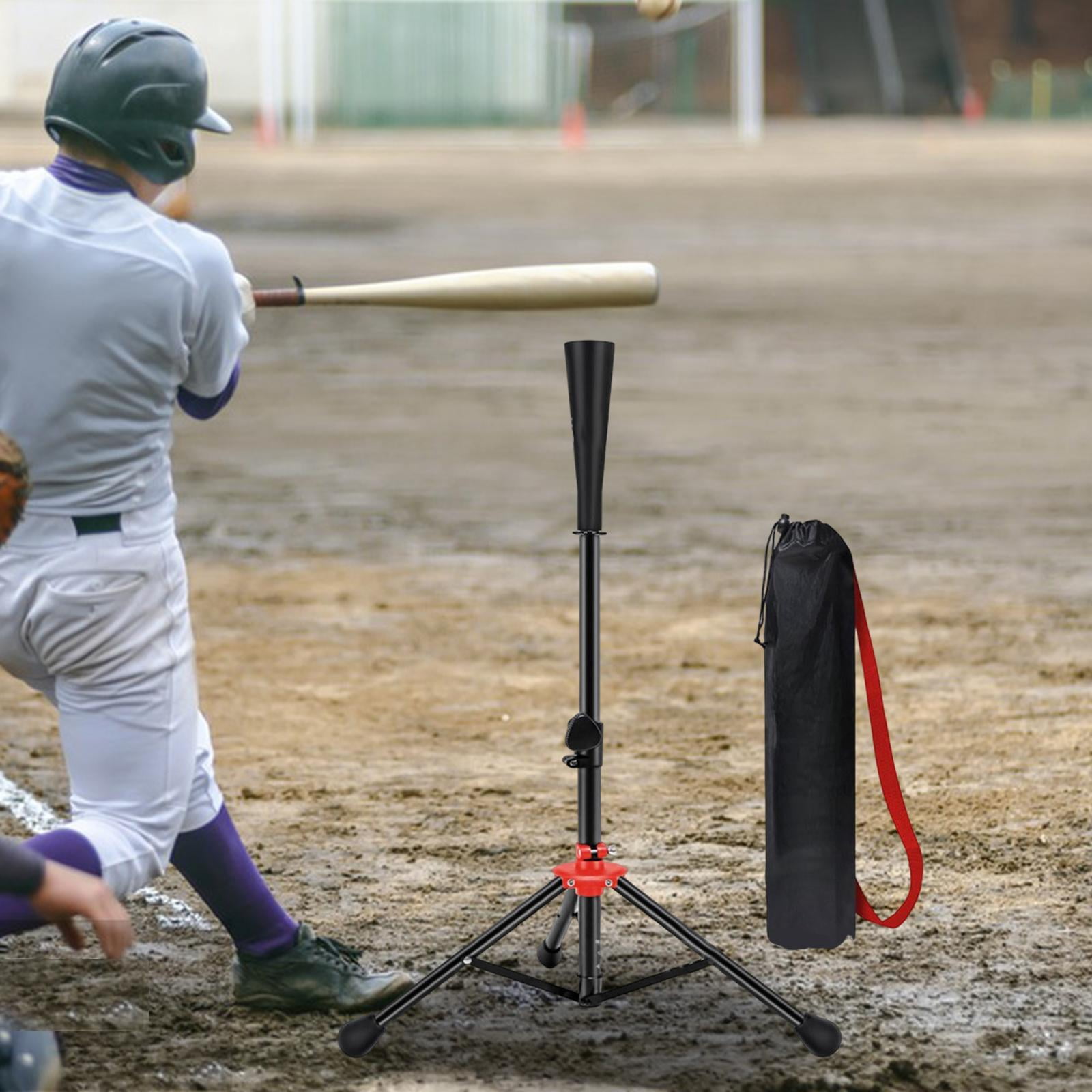 Baseball Batting Tee Practice Tripod Height Adjustable Durable Iron Rubber Construction for Youth Adult Training